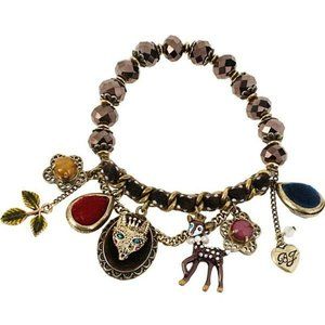 *RARE* BETSEY JOHNSON Woodland Creatures Deer Fox Stretch Charm Bracelet